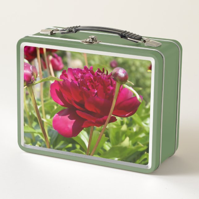 Lunch Box Peonées de velours de Maron foncé (Devant)
