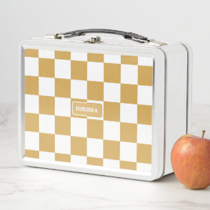 Lunch Box Personnalisé À damiers Neutre Or Poussière Jaune