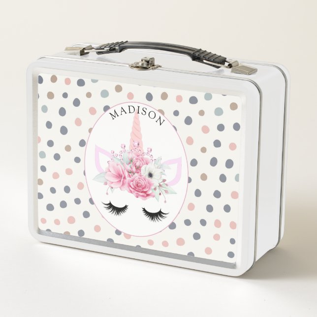 Lunch Box Personnalisé jolie licorne florale (Devant)