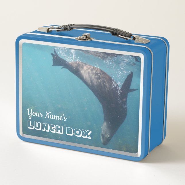 Lunch Box Personnalisé, mignon et jouant, le phoque à fourru (Devant)