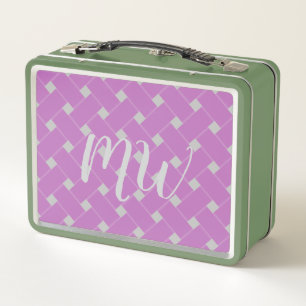 Lunch Box Personnalisé Monogramme Doux violet, Motif de tiss