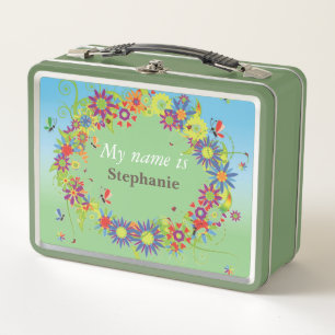 Lunch Box Personnaliser la bordure florale Fleurs colorées I