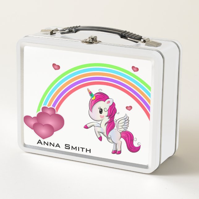 Lunch Box Personnalisez votre propre bébé mignon Unicorne et (Devant)
