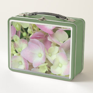 Lunch Box Pétales d'hydrangée rose et blanc antique