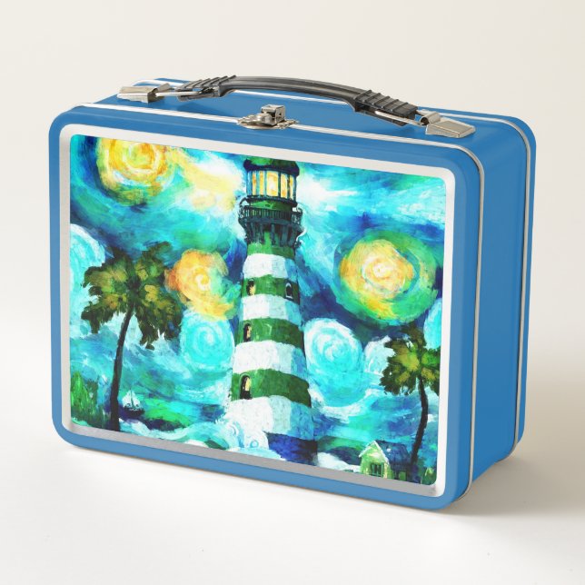 Lunch Box Phare Tropical & Palm Trees Vert Bleu Turquoise (Devant)