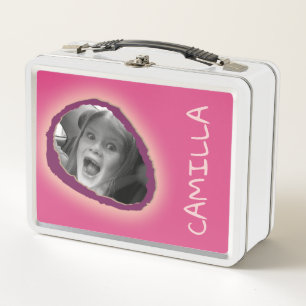 Lunch Box Photo faite sur commande rose et nom
