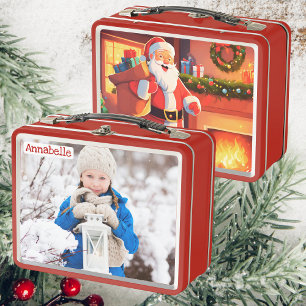 Lunch Box Photo fille   Père Noël livre des présents   Enfan
