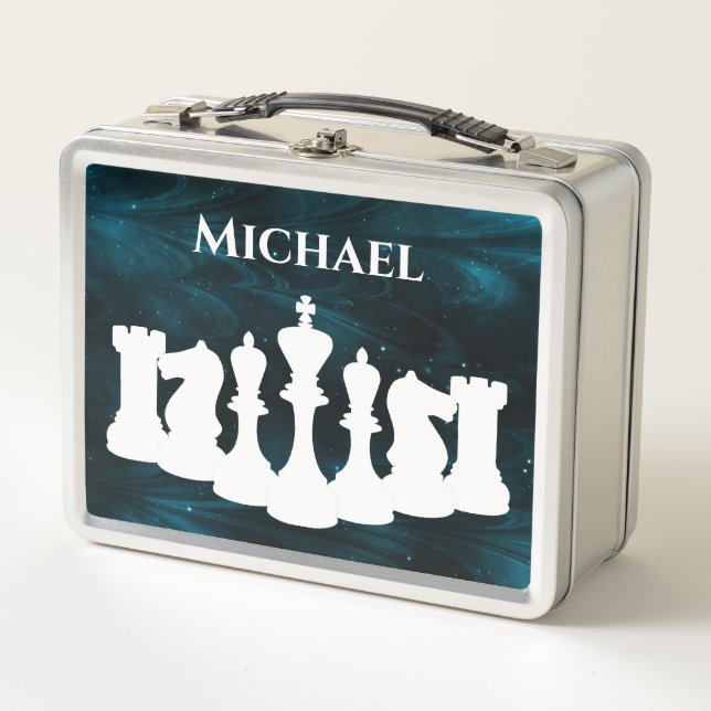 Lunch Box Pièce d'échecs Personnalisée en Nébuleuse Bleue Ki (Devant)