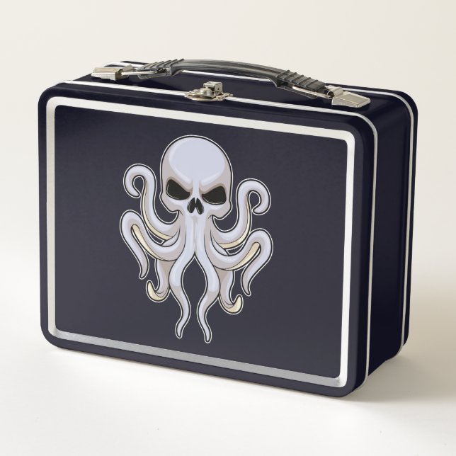 Lunch Box Pieuvre avec 8 bras et crâne (Devant)