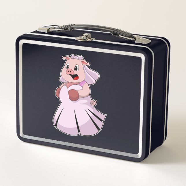 Lunch Box Pig as Bride with Wedding dress.PNG (Devant)