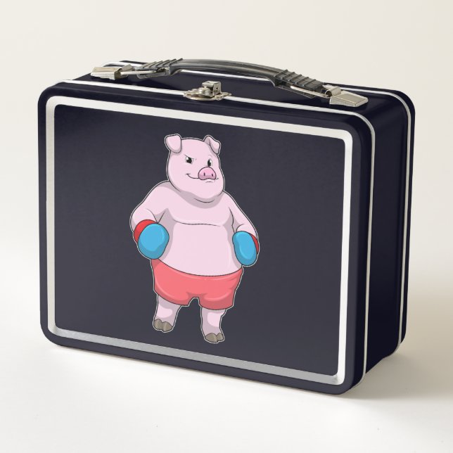 Lunch Box Pig at Boxing with Boxing gloves (Devant)