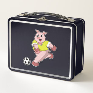 Lunch Box Pig comme joueur de football avec Soccer