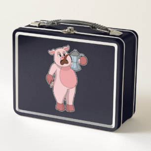 Lunch Box Pig with coffee pot