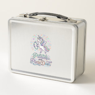 Lunch Box Pilates de licorne et poussière de fée sur fond bl