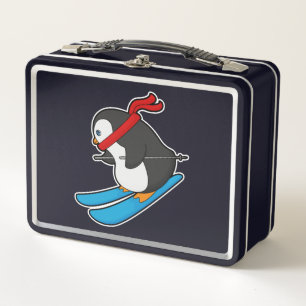 Lunch Box Pingouin comme skieur avec ski