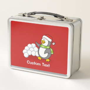 Lunch Box Pingouin de Noël avec boules de neige agitant