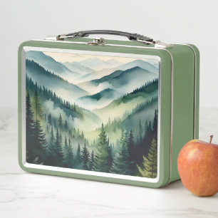 Lunch Box Pins de montagne par matin brumeux
