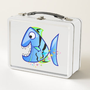 Lunch Box Piranha Tropical Bleu avec étoiles