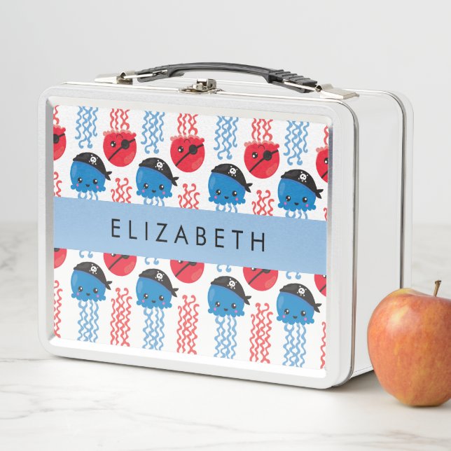 Lunch Box Pirate Jellyfish, Motif de méduses, Votre nom (En situation)