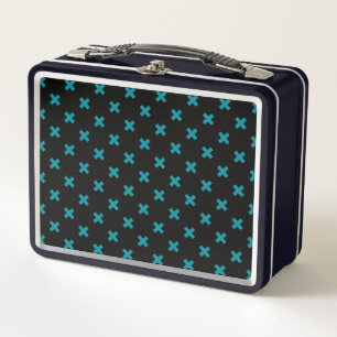 Lunch Box points de croix turquoises sur noir