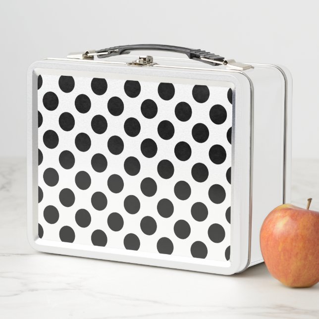Lunch Box Pois, Motif Polka Dot, noir et blanc (En situation)