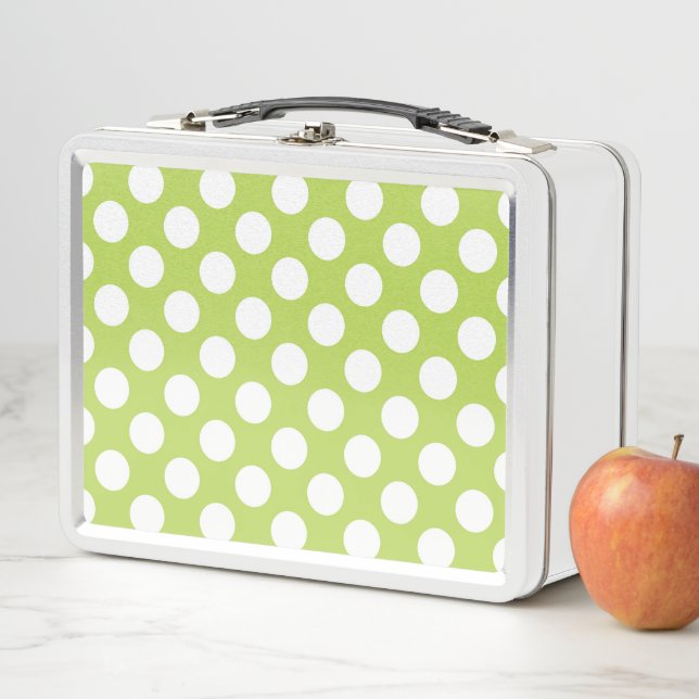 Lunch Box Pois verts, Motif à points Polka, points, pointill (En situation)