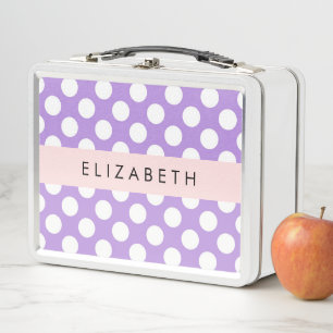 Lunch Box Pois violets, Motif Pointe Polka, Votre Nom