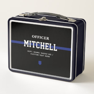 Lunch Box Policier personnalisé Ligne Bleue Mince