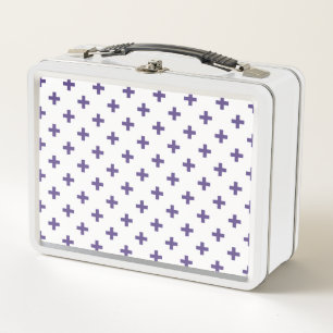 Lunch Box Polka ultra violette croise sur blanc