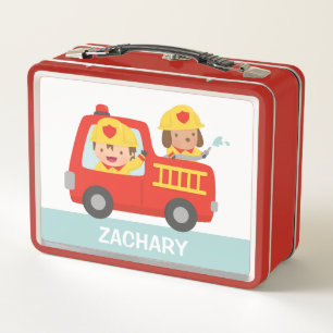 Lunch Box Pompier Camion Pompier garçon et chiot Personnalis