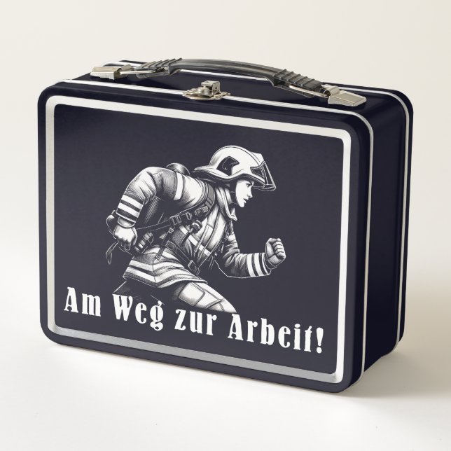 Lunch Box Pompier : "En route pour le travail !" (Devant)