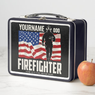 Lunch Box Pompier personnalisé Secourir USA Drapeau Patrioti