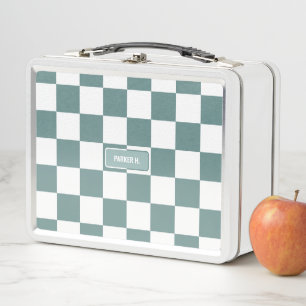 Lunch Box Porcelaine À damiers personnalisée Turquoise Bleu