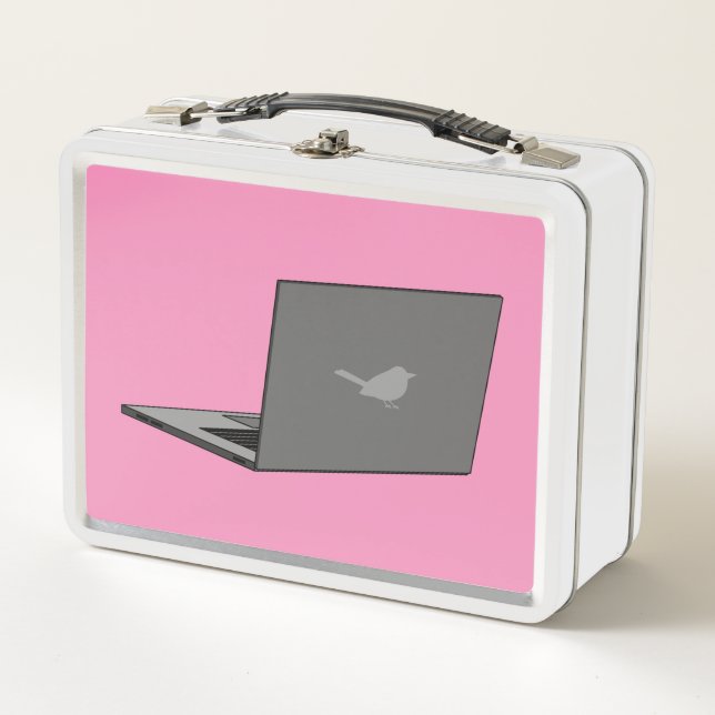 Lunch Box Portable gris avec logo d'oiseau (Devant)