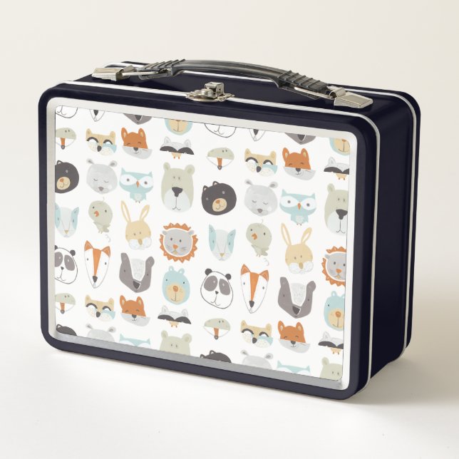 Lunch Box Portraits animaux mignons amicaux des visages | (Devant)