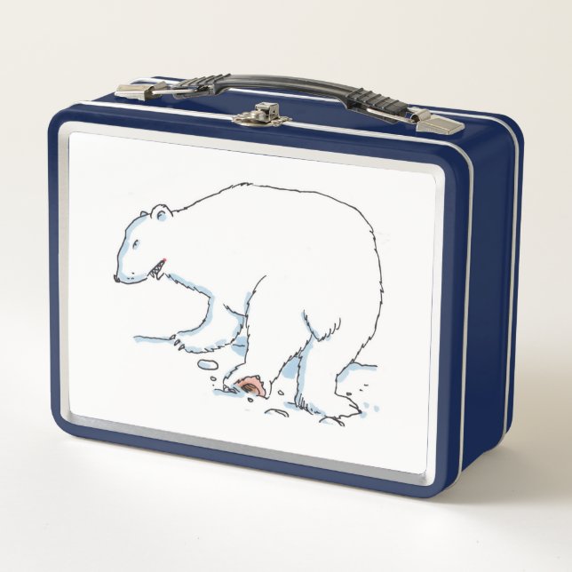 Lunch Box Poubelle polaire blanc et bleu (Devant)
