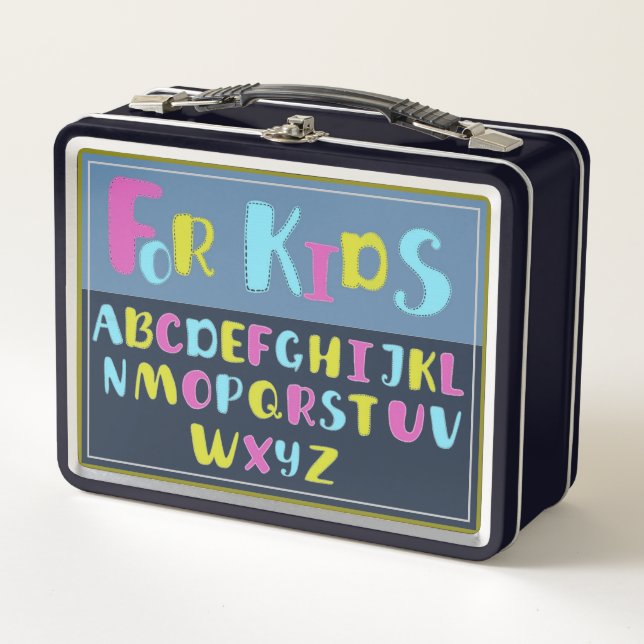 Lunch Box Pour enfants Alphabet sur Bleu Arrière - plan Anim (Devant)