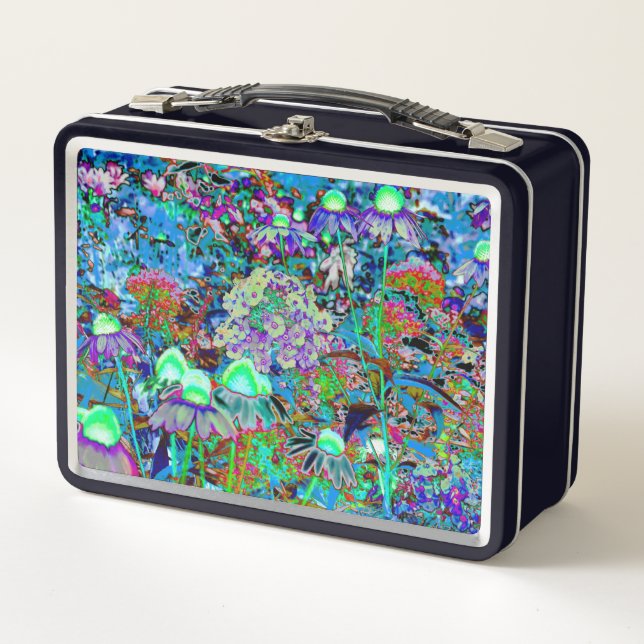 Lunch Box Purple psychédélique et fleurs de jardin vert citr (Devant)