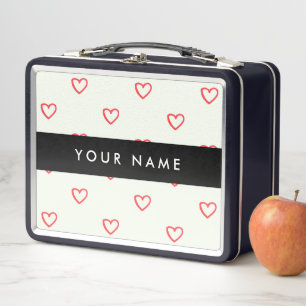 Lunch Box Red Hearts Motif, Amour, Votre Nom, Personnaliser