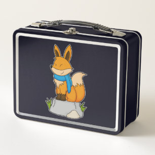 Lunch Box Renard avec Écharpe sur Rocher