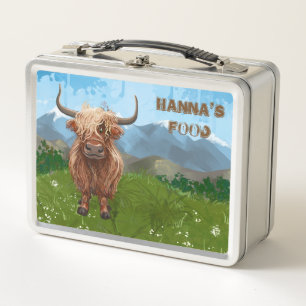 Lunch Box Retour sur Vache de haute-terre personnalisée Luch