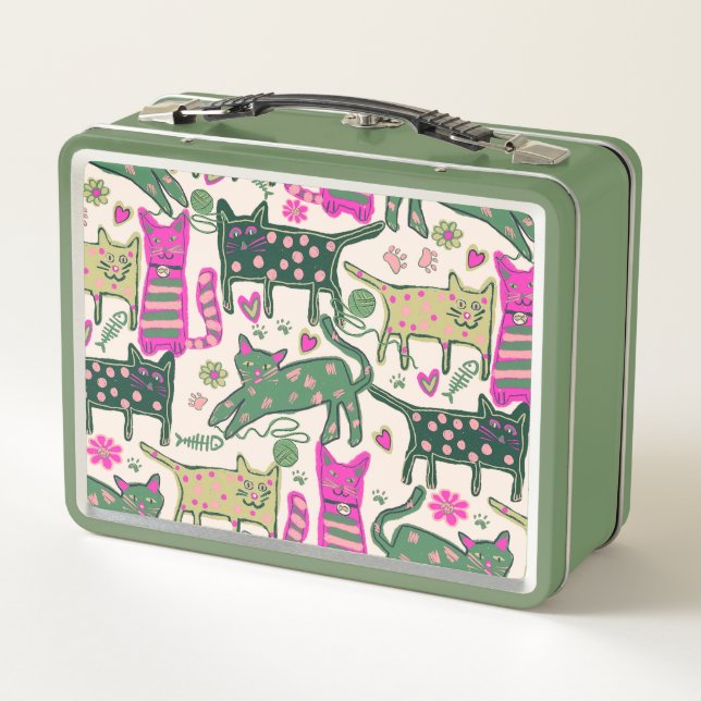 Lunch Box Retro Cat Design (Dos)