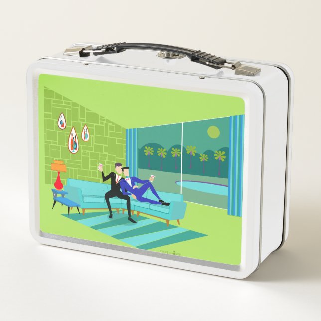 Lunch Box Rétro gamelle gaie romantique en métal de couples (Dos)