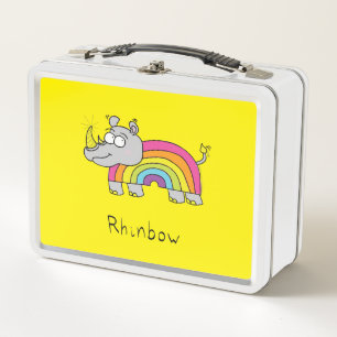 Lunch Box Rhino Rainbow Cute Kids Rhinoceros