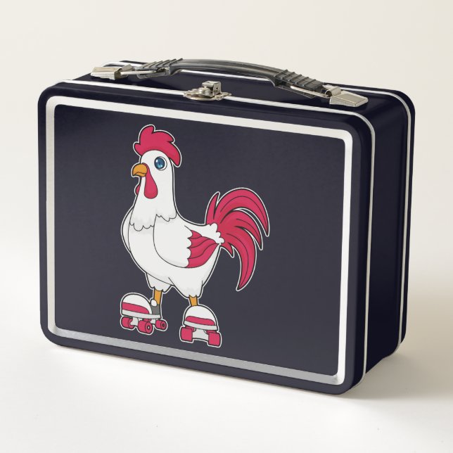Lunch Box Rooster à Patinage en ligne avec Roller skates (Devant)