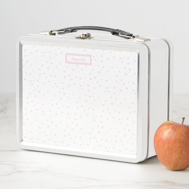 Lunch Box Rose Coeur Motif Fille Romantique Aquarelle (En situation)