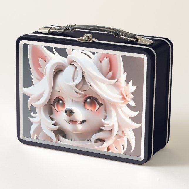 Lunch Box Rosé Et Blanc Fluffé (Devant)