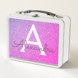 Lunch Box Rose et monogramme pourpre de parties