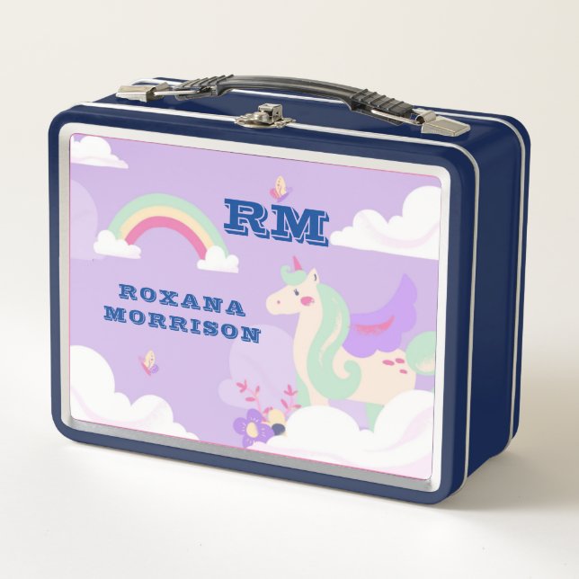 LUNCH BOX ROSE ET ROSE ET VIGNE UNICORN VERT (Devant)