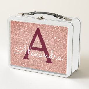 Lunch Box Rose Rose Parties scintillant Or & Monogramme étin